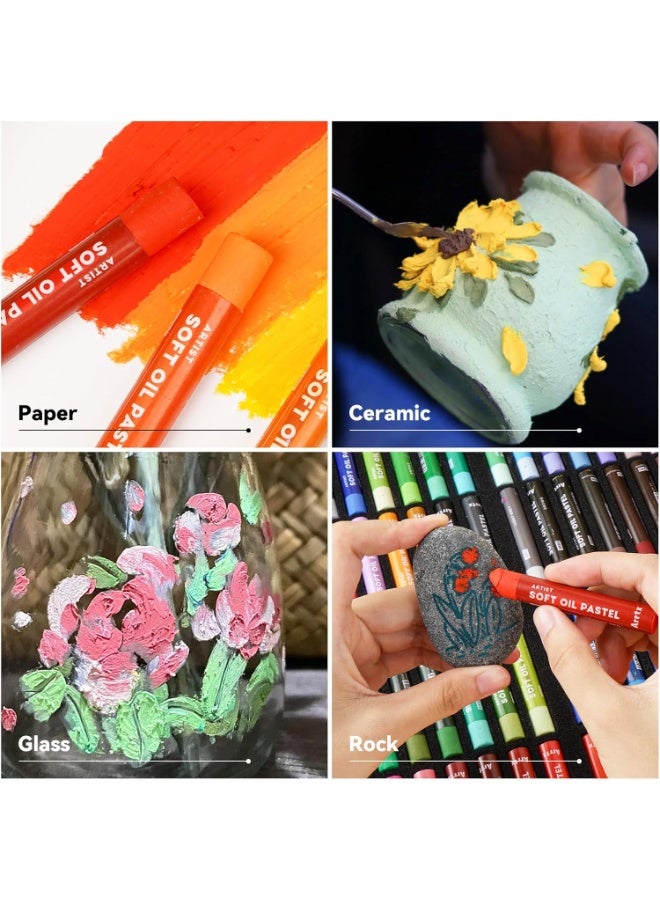 مجموعة الوان باستيل زيتية من ارتيست مكونة من 48 لون، الوان باستيل ناعمة ونابضة بالحياة وكريمية، مجموعة اقلام تلوين زيتية احترافية للفنانين والمبتدئين - Image 4