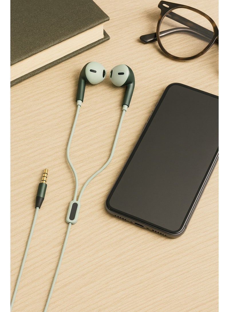 Y609 Wired Earphones with Superior Stereo Sound with Microphone and Remote - Noise Isolation and Tangle-Free Cable -Green - Image 2