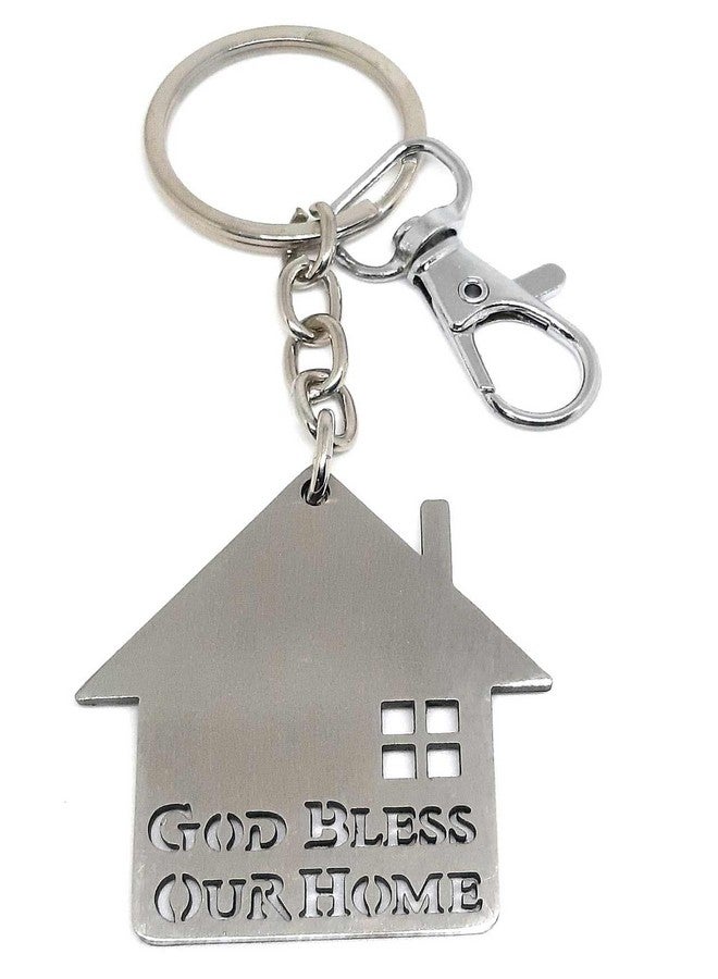 Aura Set Of 2 Sweet Gifting House Shaped Keychain For House Or Home Men Women Boys Girls Parents Metal Silver Keychain (2) - Image 3
