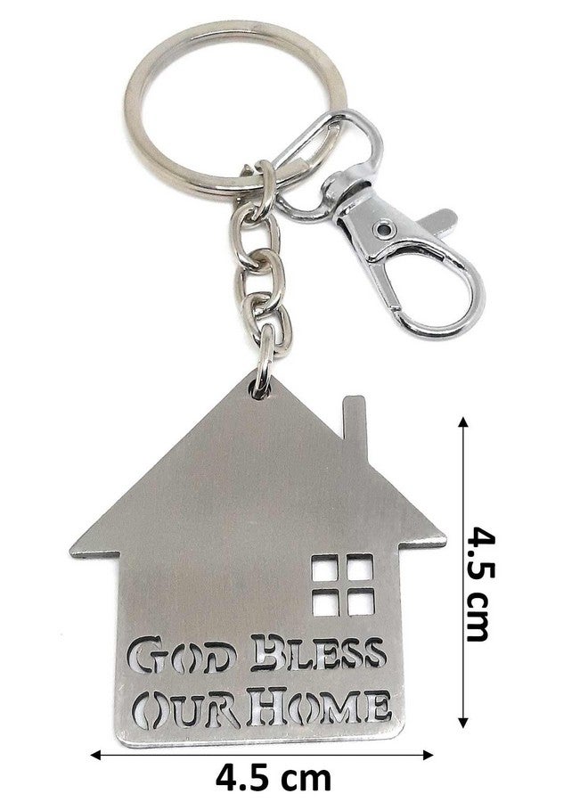 Aura Set Of 2 Sweet Gifting House Shaped Keychain For House Or Home Men Women Boys Girls Parents Metal Silver Keychain (2) - Image 4