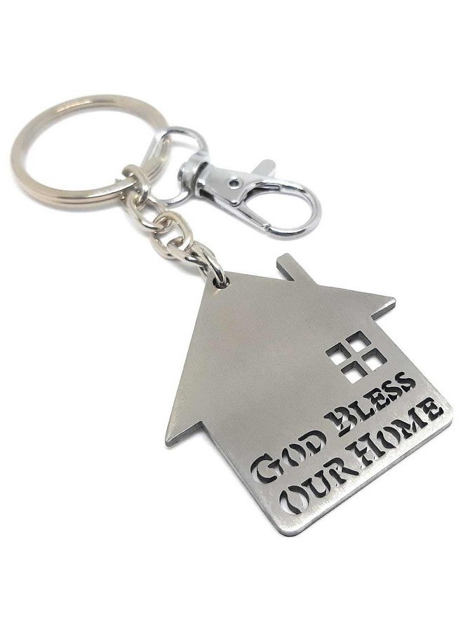 Aura Set Of 2 Sweet Gifting House Shaped Keychain For House Or Home Men Women Boys Girls Parents Metal Silver Keychain (2) - Image 2
