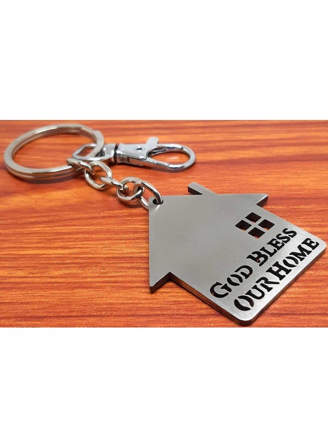 Aura Set Of 2 Sweet Gifting House Shaped Keychain For House Or Home Men Women Boys Girls Parents Metal Silver Keychain (2) - Image 5