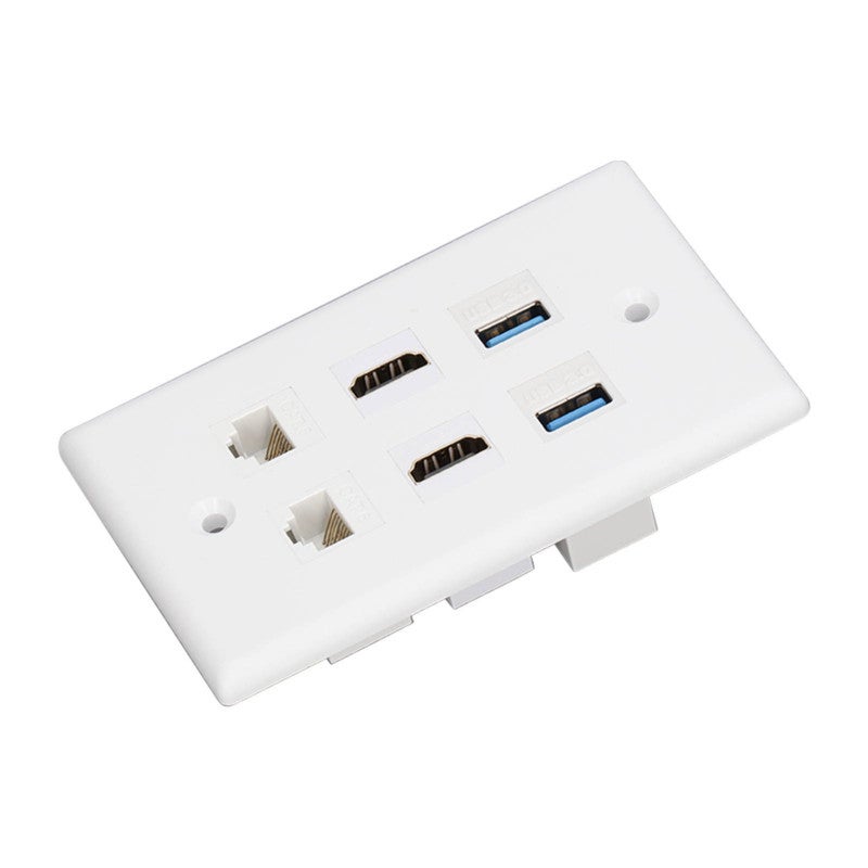 لوحة حائط بـ 6 منافذ: كابل إيثرنت Cat 6، واجهة وسائط متعددة عالية الوضوح، USB - عدد 2 واجهة وسائط متعددة عالية الوضوح، عدد 2 منفذ Cat 6، عدد 2 منفذ USB 3.0، لوحة حائط إيثرنت لأجهزة التلفاز عالية الوضوح المنزلية - Image 5