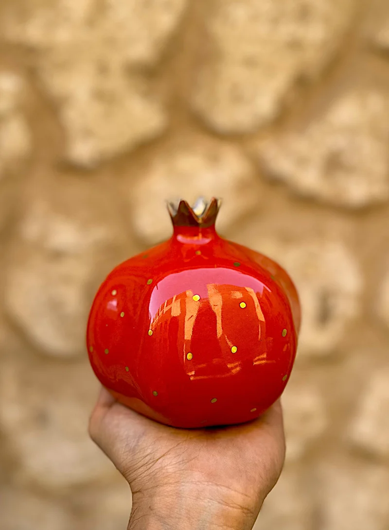 Tohfa Luxe Pomegranate Ceramic Vase – Deep Red