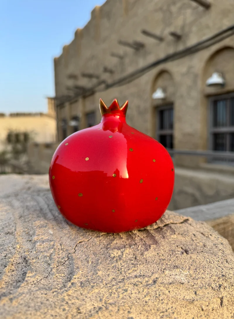 Tohfa Luxe Pomegranate Ceramic Vase – Deep Red