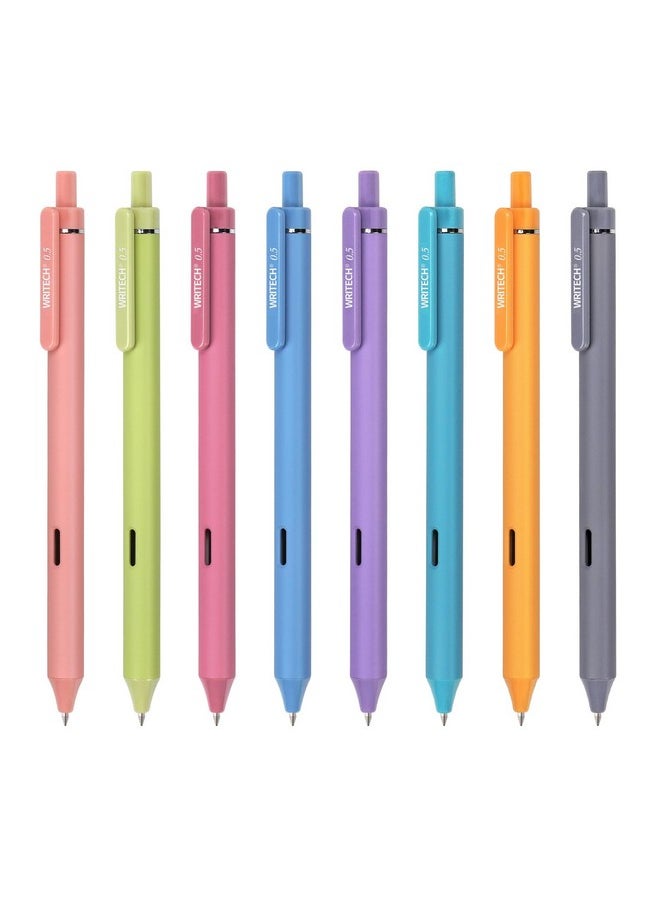WRITECH Gel Pens Fine Point: Retractable Pen 8Ct Vintage Ink Colors 0.5Mm Multi Colored For Smooth Writing Journaling Assorted Coloring Note Taking No Bleed & Smear & Smudge (Vacation Set)  - Image 1