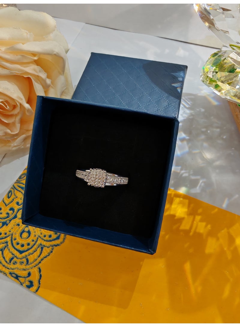 Light luxury full diamond ring, silver zircon ring, gift box, engagement ring - Image 4