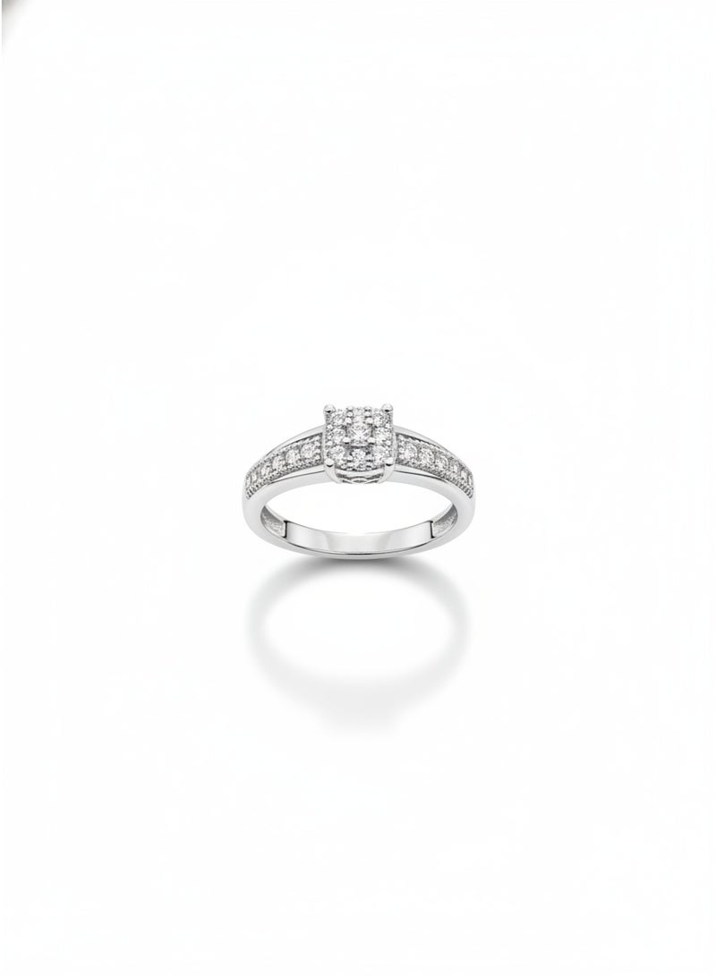 Light luxury full diamond ring, silver zircon ring, gift box, engagement ring - Image 1