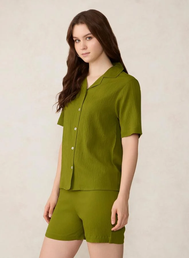 أوجيدر طقم منسق من شورت وبلوزة بأكمام قصيرة