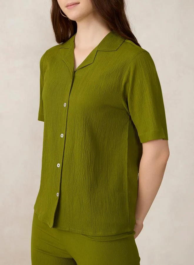 Outzidr  Green Woven Shirt and Shorts Co-ords for Women | Best Price UAE