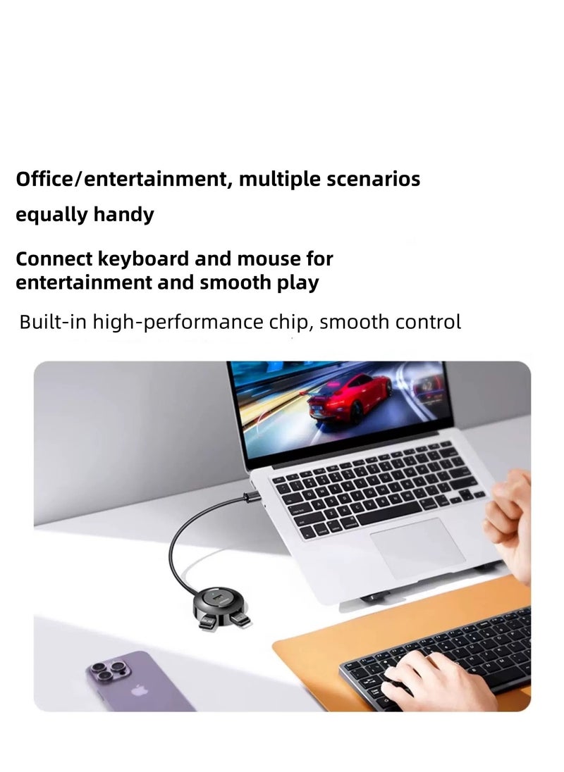 M-PARD - M-PARD USB Hub Small Round 4 Port USB Expansion Hub USB 2.0 Type A Multiport Adapter Data Transfer Charging for Laptop Computer Mouse Keyboard - Image 1