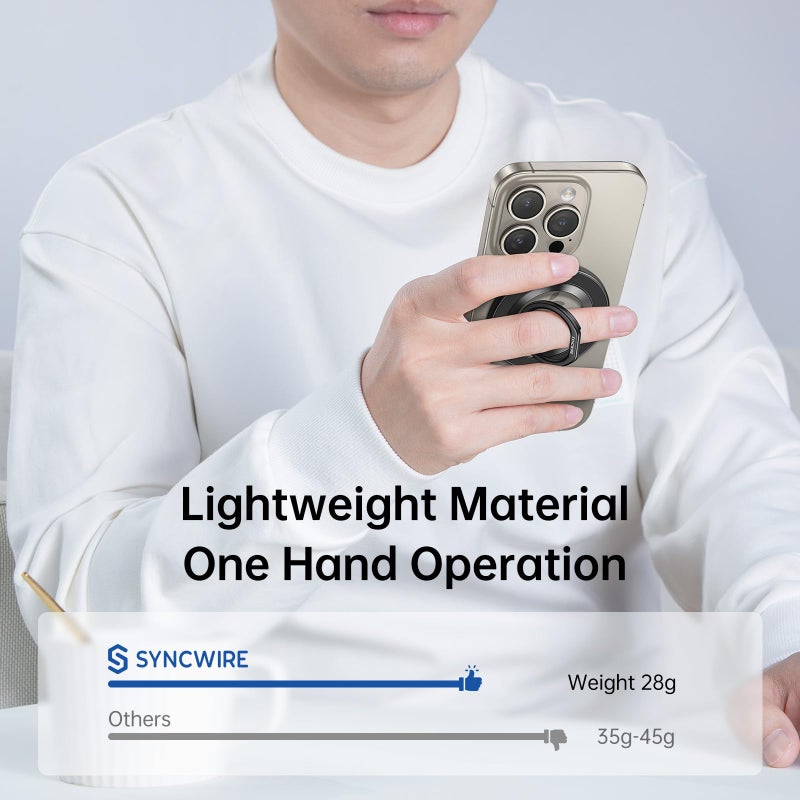 SYNCWIRE Upgraded Magnetic Phone Ring Holder for MagSafe, Magnetic Cell Phone Grip Stand Finger Ring Kickstand Two-Sided Magnetic Compatible with iPhone 16 Pro Max 15 14 13 12 MagSafe Accessories - Image 4