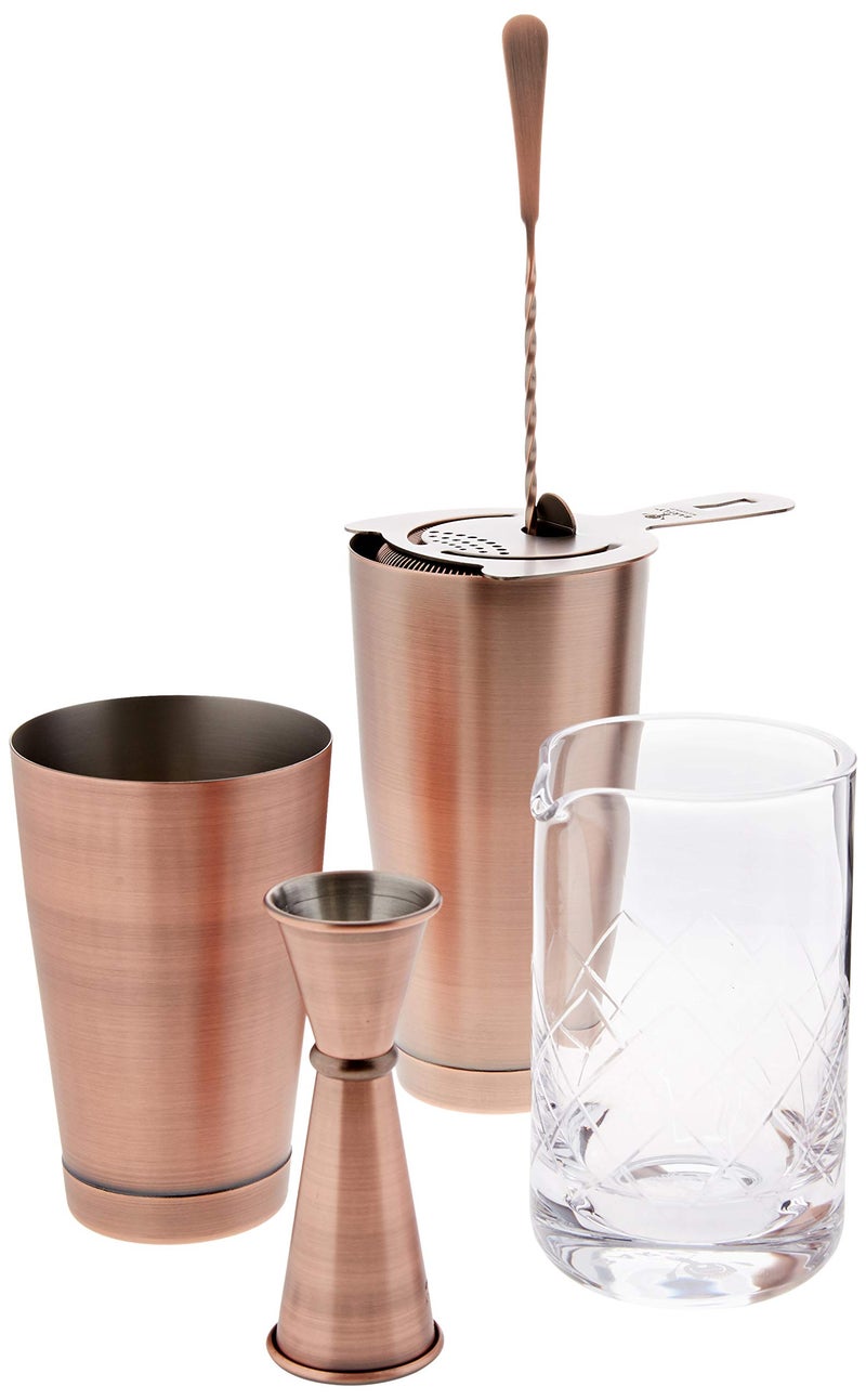 BARFLY Barfly Essential Deluxe Mixing Cocktail Kit Antique Copper M37131ACP 