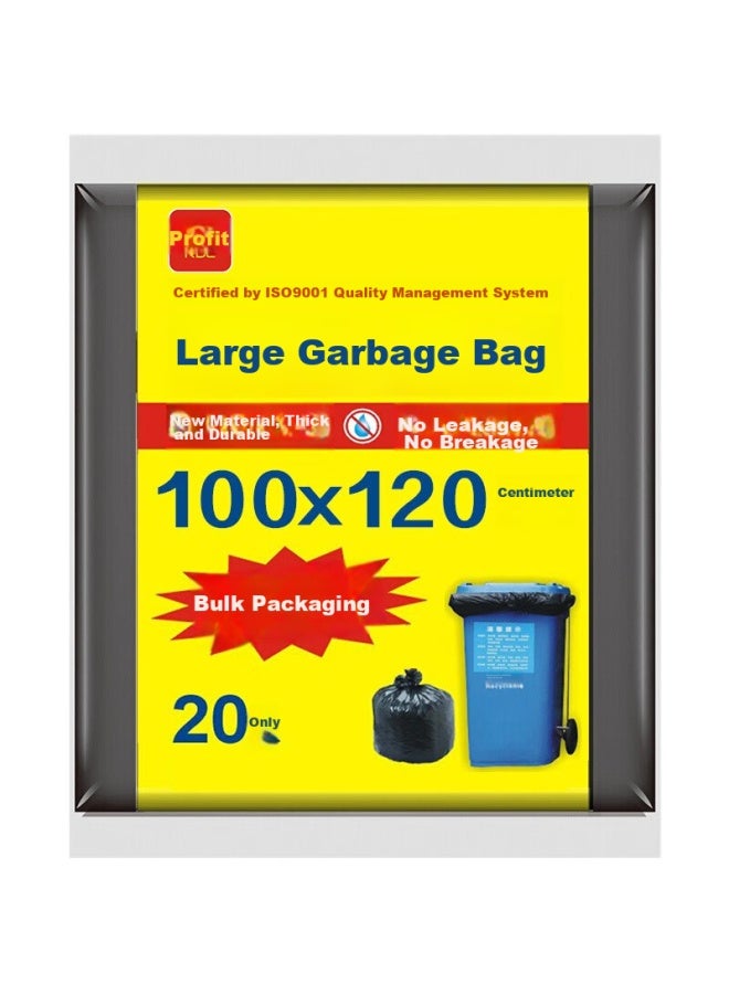 profit Lidete Large Bagged Property Black Thickened Garbage Bags, 100*120cm, 20 Pieces, Flat Packaging, Waste Sorting - Image 1
