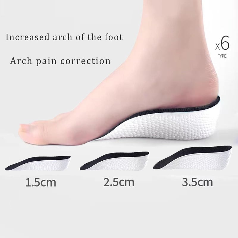 HZYH 2Pair Orthopedic High Pads, Height Increase Insoles For Men & Women, Arch Support Insoles, Adjustable Heel Lift, Shock Absorption Heel Lift Insole To Make You Talle(Black)  (0.98in/2.5cm) - Image 2