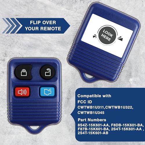 KeylessOption 2X KeylessOption Key Fob for 2005 2006 2007 2008 2009 2010 2011 2012 2013 2014 2015 Ford F150 Explorer Ranger Mustang Lincoln Mazda Mercury Remote, 4-Button CWTWB1U345, Programming Guide Included - Image 4