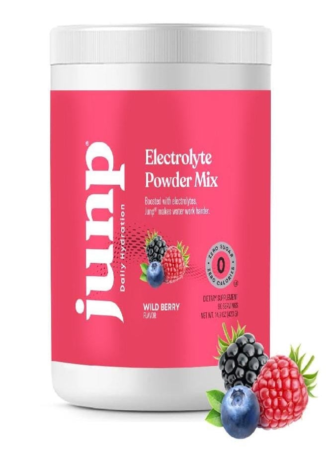 JUNP JUNP Hydration Electrolyte Powder, Electrolytes Drink Mix, Hydration Mix, Sugar Free, Gluten Free, 0 Calories, 0 Carbs, Keto Friendly, NON - GMO Kosher, 90 Servings. (Wild Berry)  - Image 1