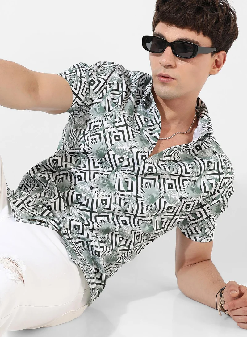 Campus Sutra Men's Multicolour Printed Regular Fit Casual Shirt