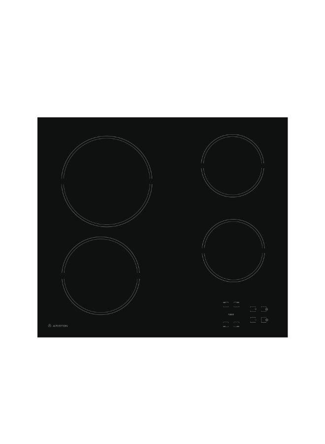 Ariston Built In 60x60cm Ceramic Electric Hob, 4 Cooking Zones, Touch Control Panel, 4 Power On Indicators, Radiant Regulation, Easy Cleaning, Large Pots & Pans Can Be Used, Made In Italy, HR611CA HR611CA Black - Image 1