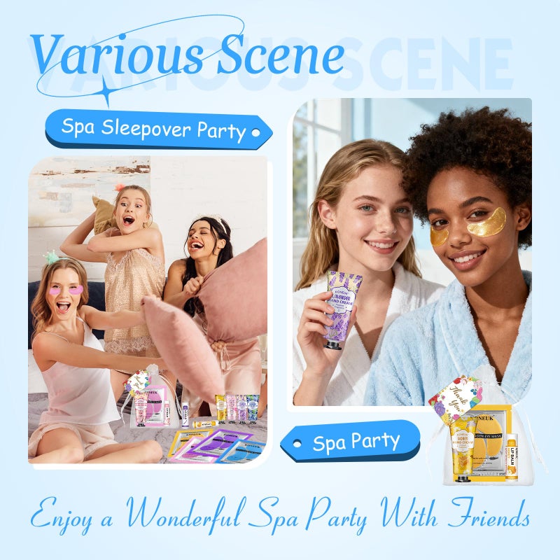KONEUK 120 Pcs Spa Party Favors Set of Under Eye Patches, Hand Creams and Lip Balms, Perfect Bulk Gifts Kit for Women & Teen girls at Stocking Stuffers, Baby Showers, Sleepover Party, Christmas Gifts - Image 3