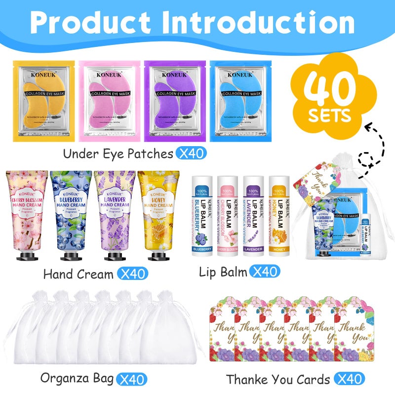 KONEUK 120 Pcs Spa Party Favors Set of Under Eye Patches, Hand Creams and Lip Balms, Perfect Bulk Gifts Kit for Women & Teen girls at Stocking Stuffers, Baby Showers, Sleepover Party, Christmas Gifts - Image 2