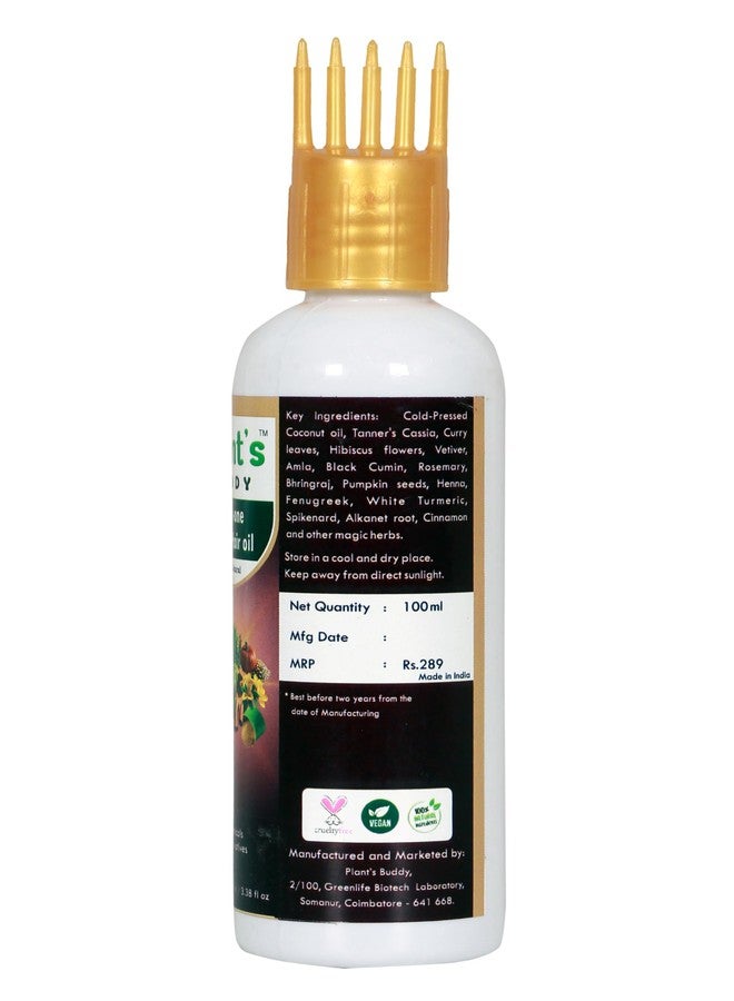 PLANT'S BUDDY - All in One Magic Hair Oil - Cold-Pressed Coconut oil with 25+ Herbal Ingredients and Natural DHT Blockers - For Hair Fall Control and Hair Growth - Men and Women - 100 ml - Image 3