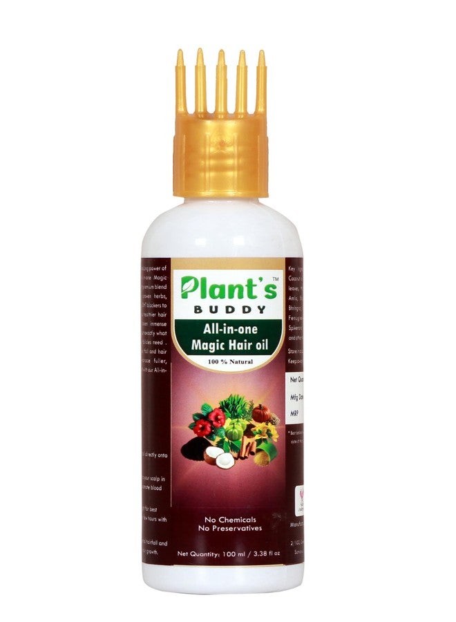 PLANT'S BUDDY - All in One Magic Hair Oil - Cold-Pressed Coconut oil with 25+ Herbal Ingredients and Natural DHT Blockers - For Hair Fall Control and Hair Growth - Men and Women - 100 ml - Image 1