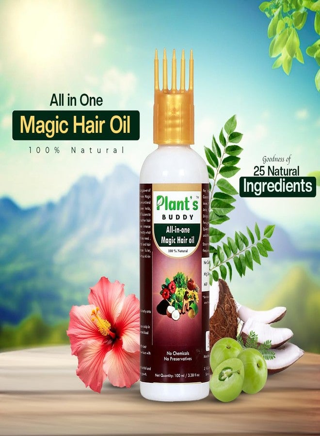 PLANT'S BUDDY - All in One Magic Hair Oil - Cold-Pressed Coconut oil with 25+ Herbal Ingredients and Natural DHT Blockers - For Hair Fall Control and Hair Growth - Men and Women - 100 ml - Image 4