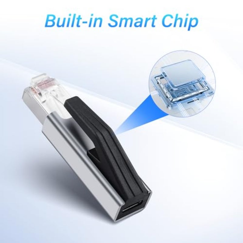 RJ45 to USB C Gigabit Ethernet Adapter 1000Mbps High Speed Aluminum Alloy Portable USB C to RJ45 LAN Converter with Keychain Cap for Laptops Tablets Mobile Devices - Image 5