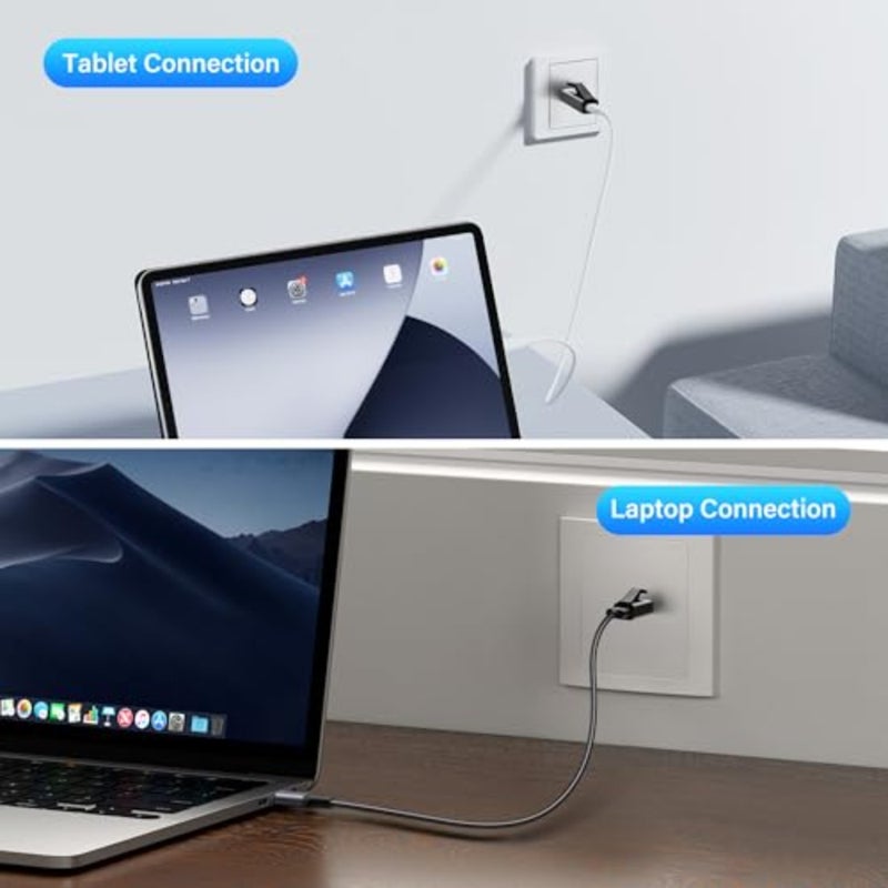 RJ45 to USB C Gigabit Ethernet Adapter 1000Mbps High Speed Aluminum Alloy Portable USB C to RJ45 LAN Converter with Keychain Cap for Laptops Tablets Mobile Devices - Image 4