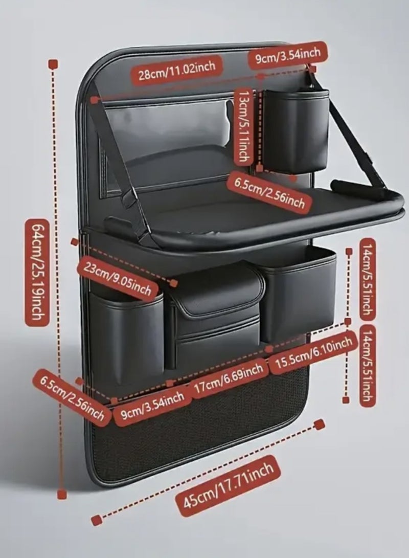 تمر (فاكهة) منظم المقعد الخلفي للسيارة مع حامل تابلت - 6 جيوب تخزين + طاولة قابلة للطي + واقيات مقاعد + حصائر للأقدام - ملحق سفر لتخزين ألعاب الأطفال والطعام للسائقين والوالدين - Image 5