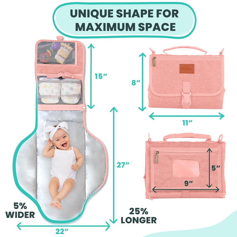 PILLANI Portable Changing Pad for Baby â€“ Soft, Comfortable Portable Diaper Changing Pad with Wipes Pockets, Waterproof and Easy to Clean â€“ Baby Shower Gifts Newborn Essentials Must Haves Baby Registry Search - Image 3