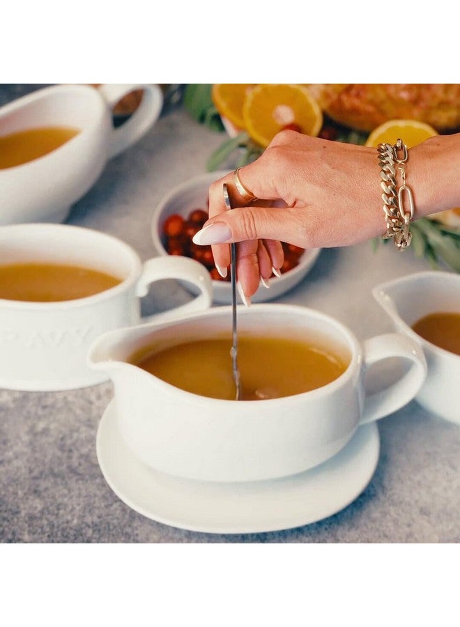 Kook Kook Gravy Boat & Saucer, Ceramic Serving Dish, Dispenser with Tray for Sauces, Dressings and Creamer, Large Handle, Microwave and Dishwasher Safe, White 23.8 oz (Gravy Boat with Spoon)  - Image 4