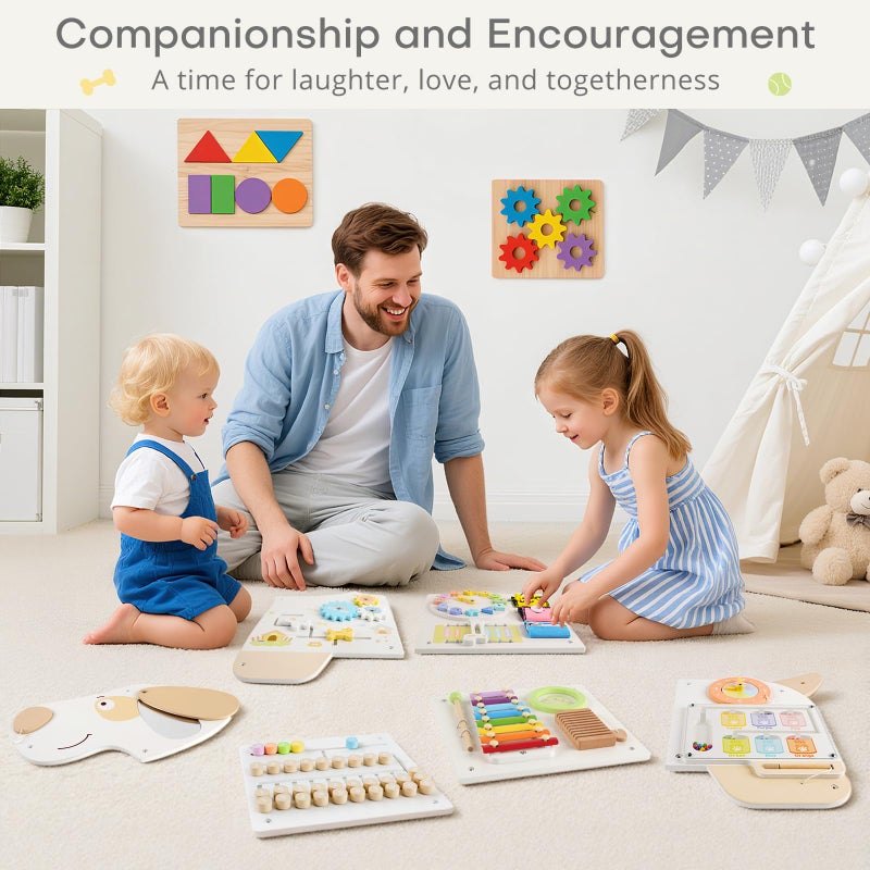 PIIKAGO Wooden Dog Wall Busy Board Panels, Sensory Wall Activity Board for Toddlers 1-3, Montessori Learning Activity Center, Educational Toys for Kids Room, Preschool & Daycare - Image 5