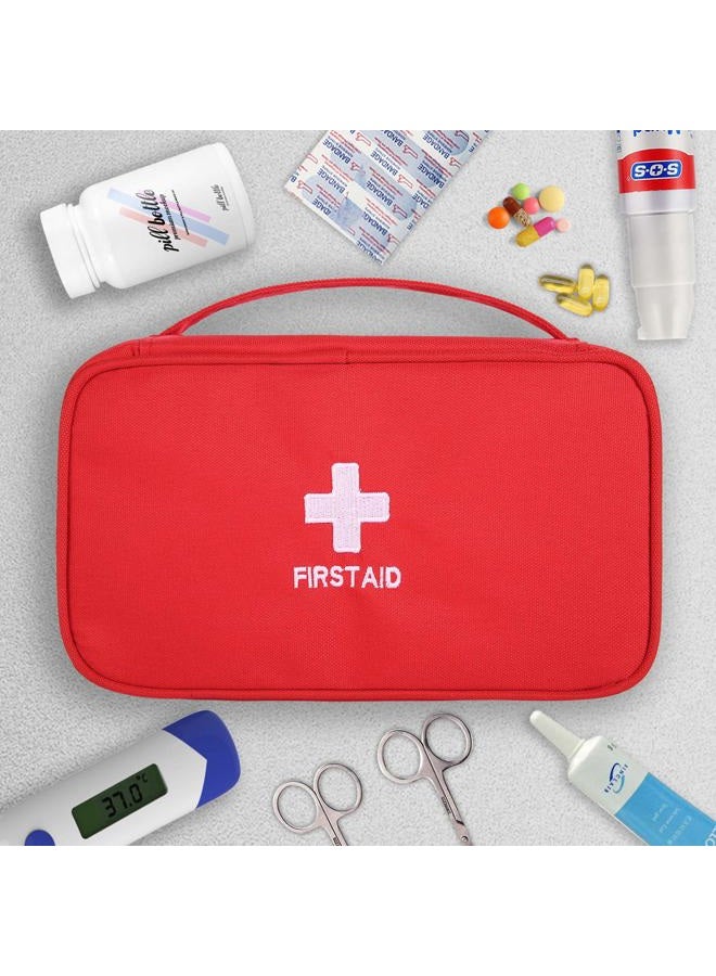 Ellsang First Aid Bags Empty, Portable Travel Medicine Bag for Camping Hiking Vehicle Motorcycle, Empty First Aid Bag for Home Emergency (Red) - Image 3