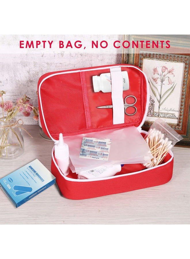 Ellsang First Aid Bags Empty, Portable Travel Medicine Bag for Camping Hiking Vehicle Motorcycle, Empty First Aid Bag for Home Emergency (Red) - Image 2