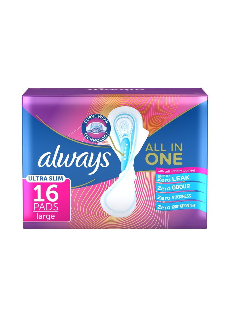 Always Ultra Slim All In One Curve Wear Normal With Wings 16 Sanitary Pads - Image 1