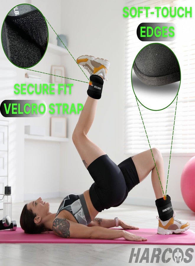 Harcos Neoprene Ankle & Wrist Weights Adjustable Pair - 1lbs 2lbs 3lbs 4lbs 5lbs Weighted Cuffs for Legs & Arms | Gym, Home, Running, Exercise, Pilates, Physiotherapy, Strength Training (Black, 4Lbs (2 Lbs x 2)) - Image 2