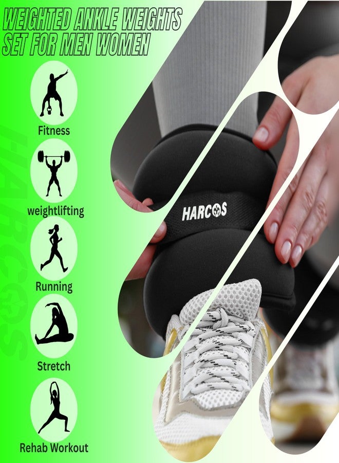 Harcos Neoprene Ankle & Wrist Weights Adjustable Pair - 1lbs 2lbs 3lbs 4lbs 5lbs Weighted Cuffs for Legs & Arms | Gym, Home, Running, Exercise, Pilates, Physiotherapy, Strength Training (Black, 4Lbs (2 Lbs x 2)) - Image 4