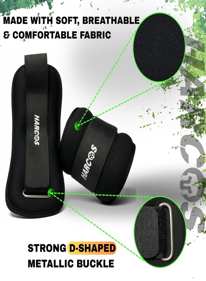 Harcos Neoprene Ankle & Wrist Weights Adjustable Pair - 1lbs 2lbs 3lbs 4lbs 5lbs Weighted Cuffs for Legs & Arms | Gym, Home, Running, Exercise, Pilates, Physiotherapy, Strength Training (Black, 4Lbs (2 Lbs x 2)) - Image 3