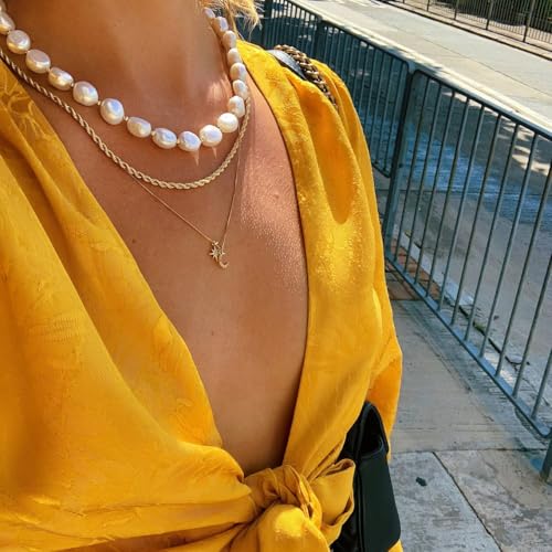 NUZON 4MM Gold Twisted Rope Chain Necklace 18K Gold Plated Link Choker Layering Jewelry for Women 16’’ - Image 2