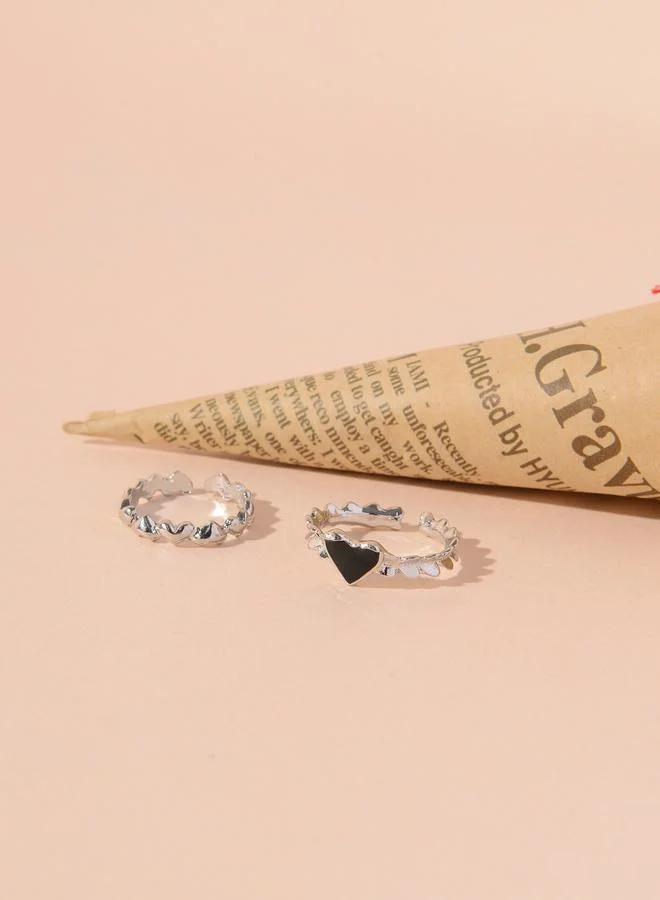 Take Two Pack of 2 - Silver Tone Heart Casual Rings