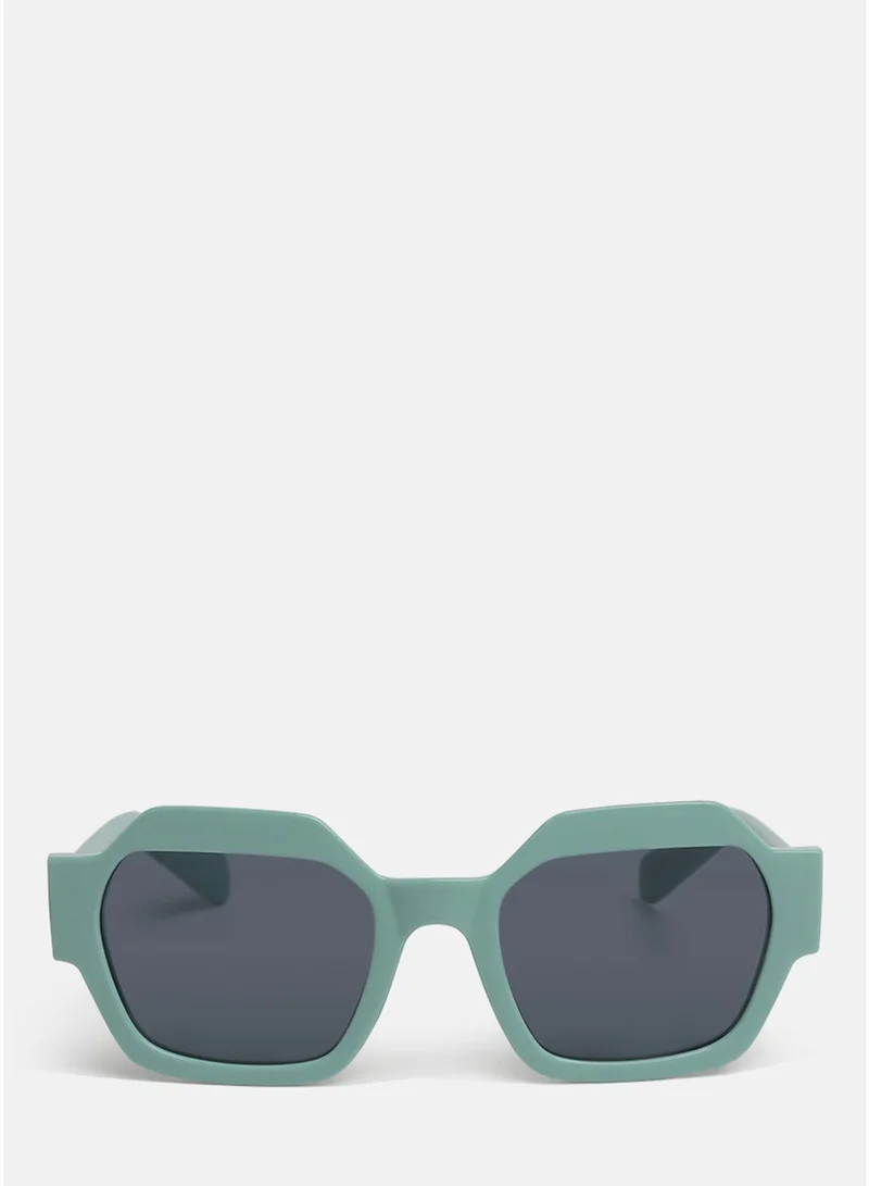 London Rag London Rag Bevel Frame Square Sunglasses in Mint Green