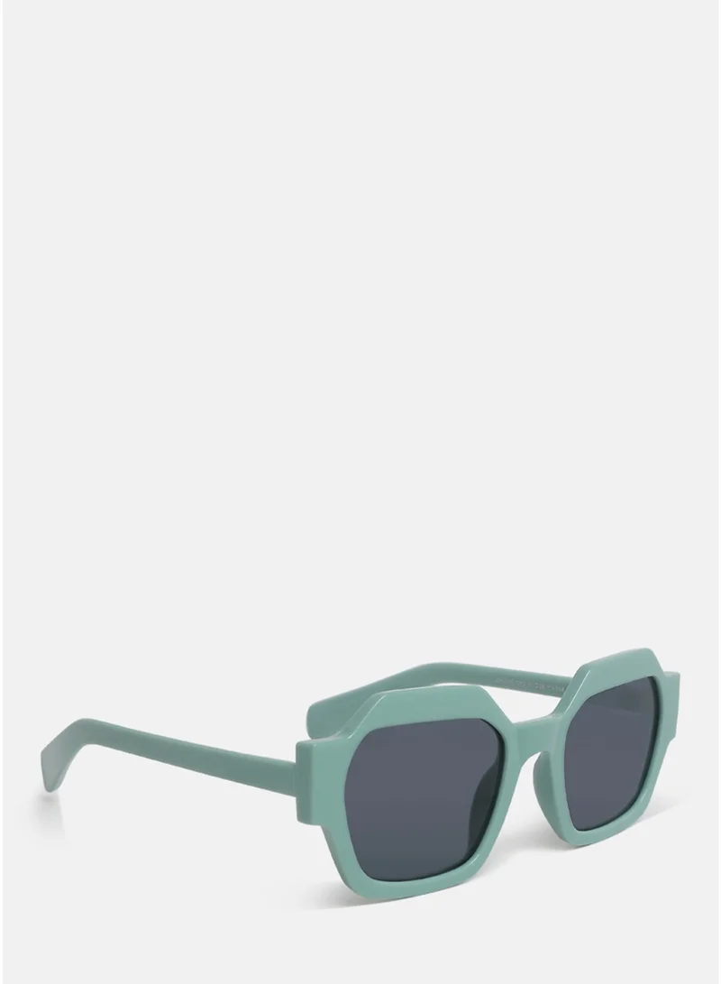 London Rag London Rag Bevel Frame Square Sunglasses in Mint Green