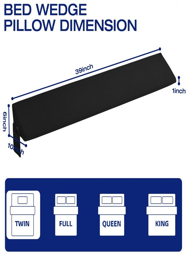 MIDLADE Twin Bed Wedge Pillow for Headboard Gap Filler Pillow Black - Image 2