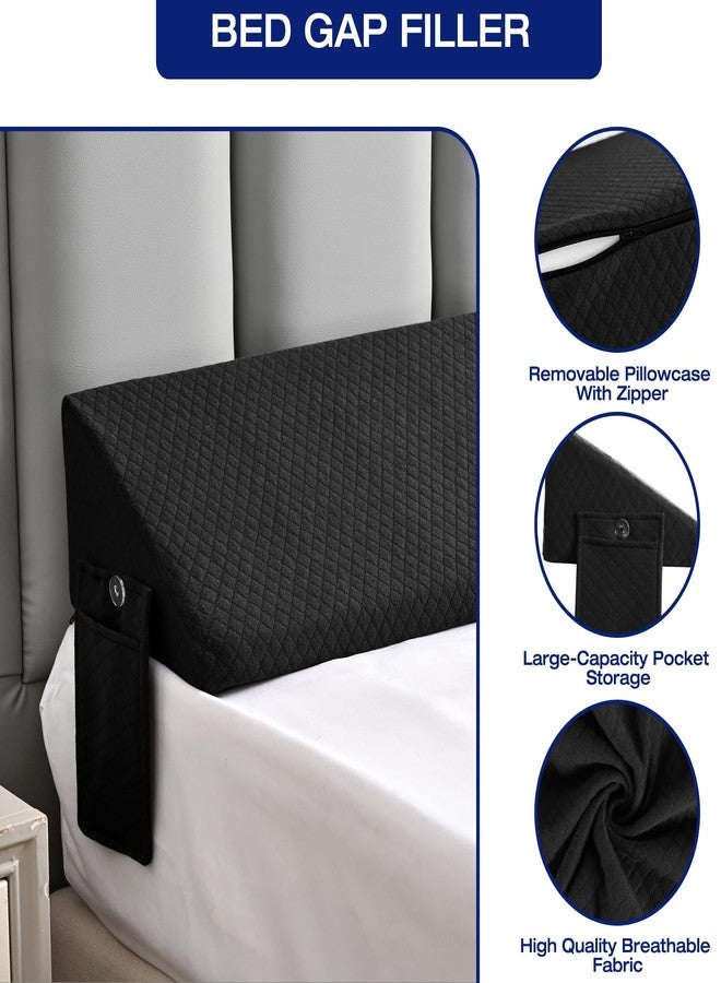 MIDLADE Twin Bed Wedge Pillow for Headboard Gap Filler Pillow Black - Image 4