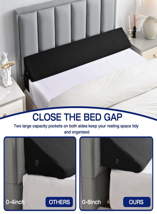 MIDLADE Twin Bed Wedge Pillow for Headboard Gap Filler Pillow Black - Image 3