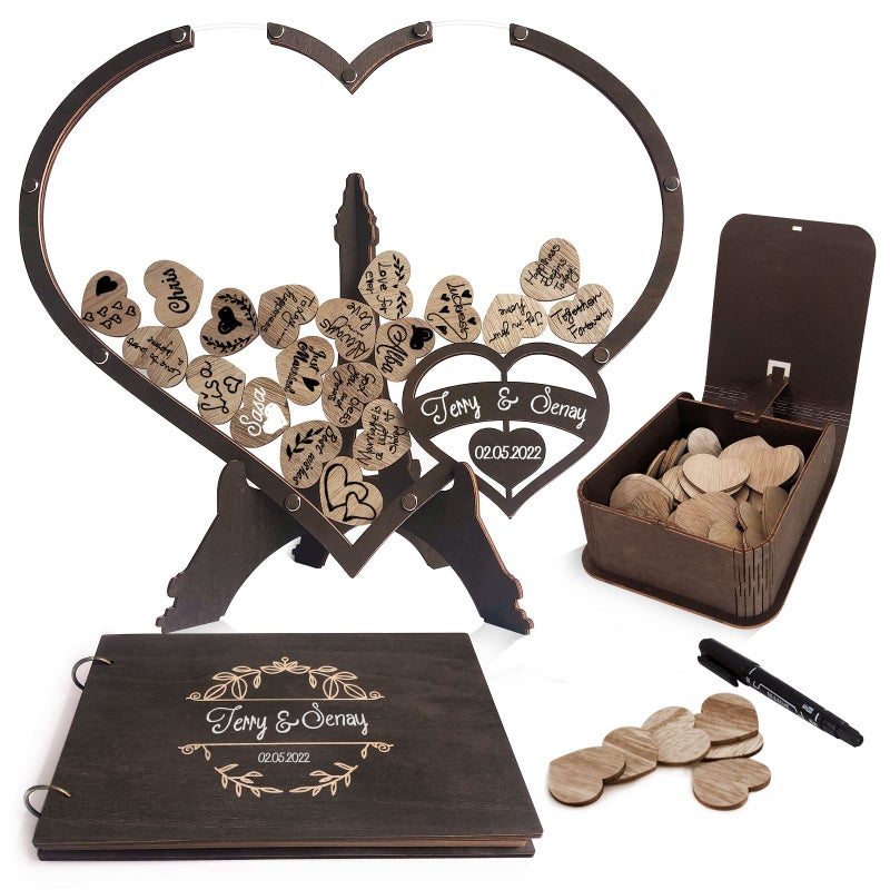 Y&K Homish YK Homish Wedding Guest Book Alternative Drop top Frame Guest Book Guest Book Wedding Reception Brown