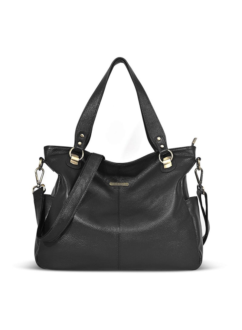 Blofinche Genuine Leather Hobo Bag for Women, Large Slouchy Tote Purse, Soft Real Leather Shoulder Handbag Satchel, Fits 13 Inch Laptop Work Bag - Image 3