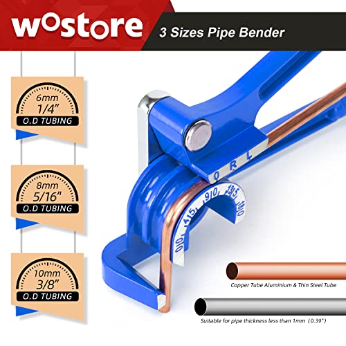 Wostore 180 Degree Tubing Bender for 1/4 5/16 and 3/8Inch Copper Aluminum Thin Stainless Steel Blue - Image 2